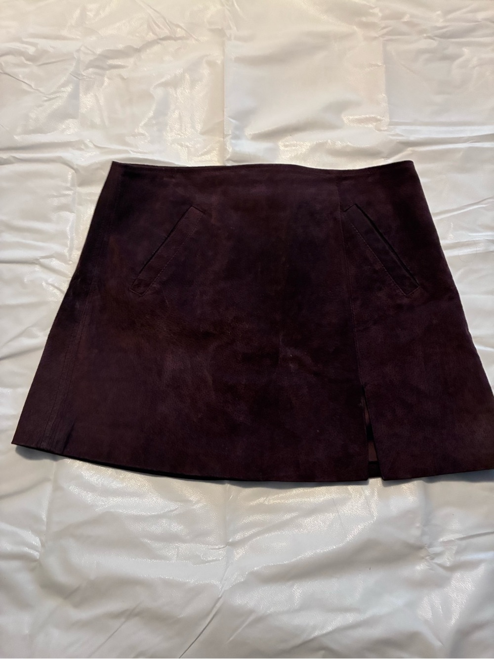 Blank NYC Plum Suede Mini Skirt with Front Slit